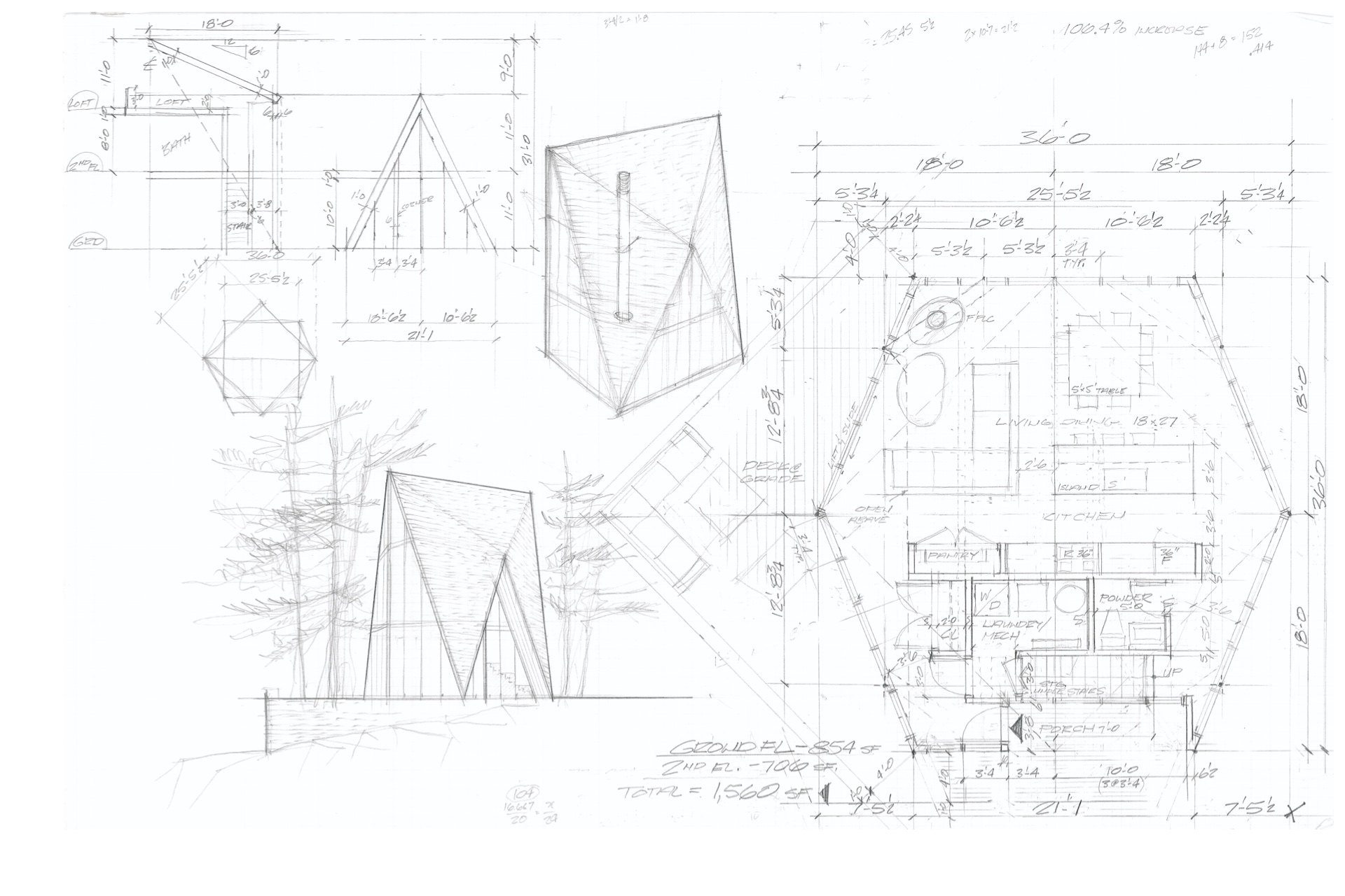 The Origami House — Sketches & Drawings, Unbuilt — site to be found